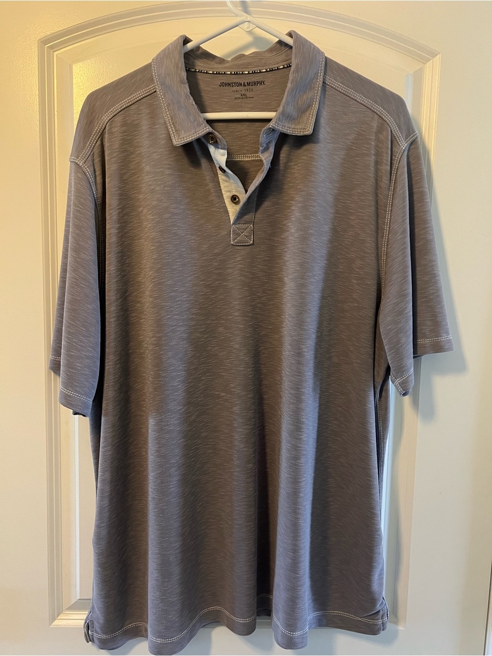 Johnston & Murphy Men's Heather Gray Short Sleeve Polo